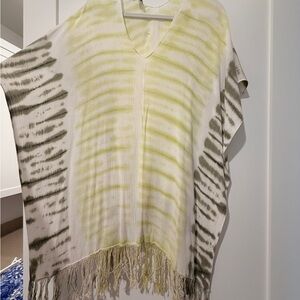 Michael Stars Yellow and Gray Tie-Dye Fringe Tunic